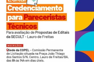 Secult Lauro de Freitas segue com inscrições abertas para o credenciamento de Pareceristas Técnicos