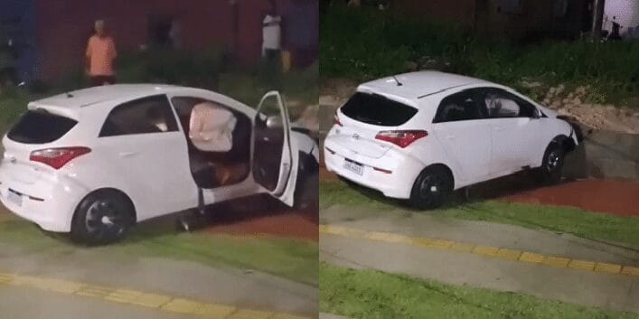Motorista bate carro no Ponto Certo ao perder controle na pista