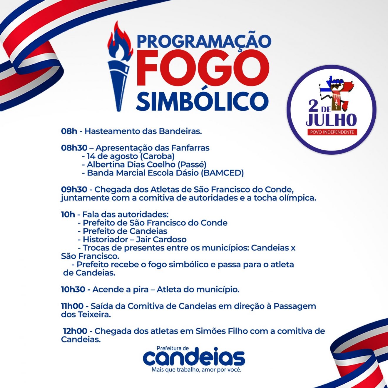 Candeias pronta para o Fogo Simbólico do 2 de julho