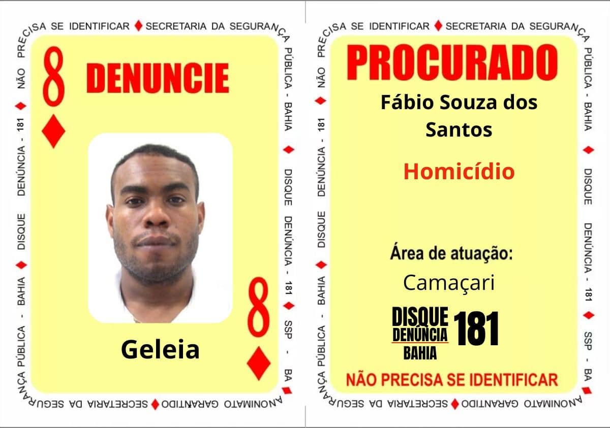 Foragido de Camaçari no Baralho do Crime