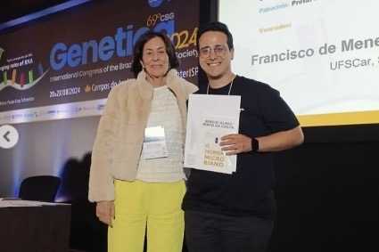 Doutorando da UFSCar recebe prêmio no Congresso Brasileiro de Genética.