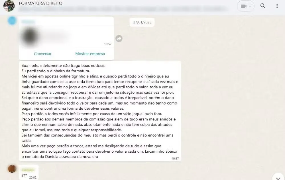 Polícia investiga aluna acusada de gastar fundo da formatura no 'Tigrinho'