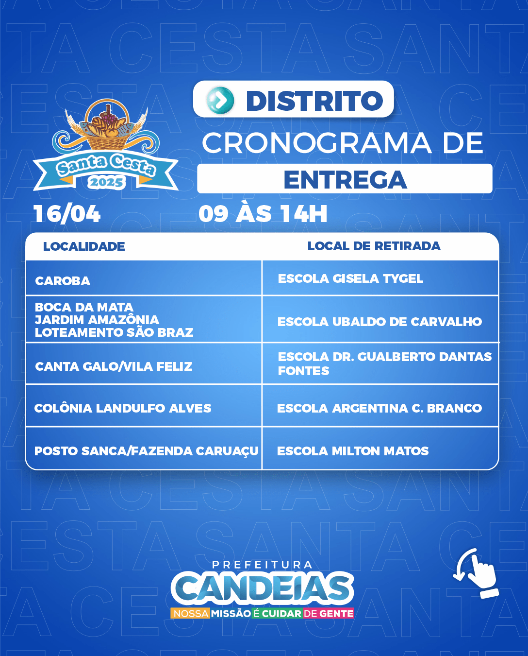 Cestas e Peixes da Semana Santa entregues para mais de 20 mil famílias nesta quarta-feira (16)