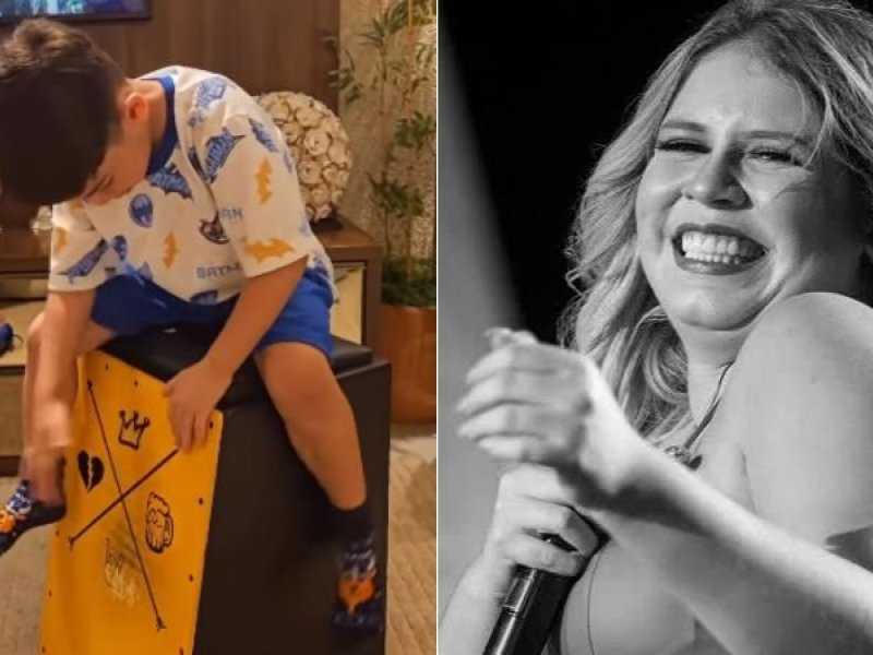 Filho de Marília Mendonça emociona ao tocar canção inesquecível