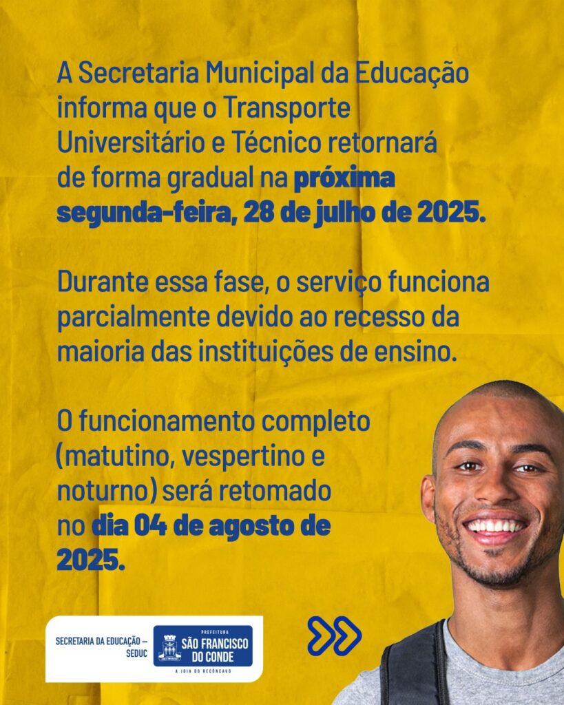 Transporte Universitário e Técnico Retorna Gradualmente em 28 de Julho