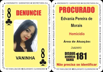 Mulher no Baralho do Crime da Bahia permanece foragida após seis anos