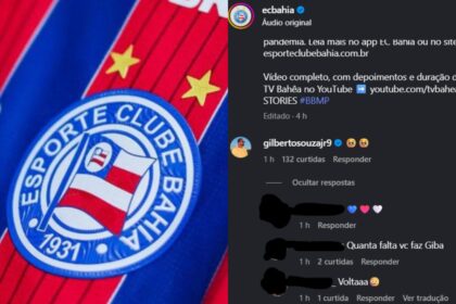 Ídolo do Bahia comenta em post do clube e torcedor comenta: "você faz falta"