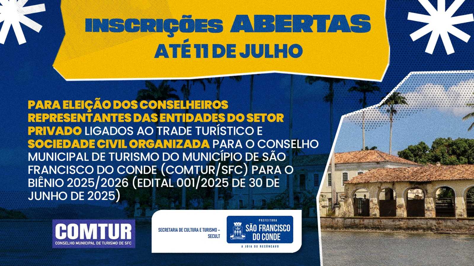 Inscrições Abertas para o Conselho Municipal de Turismo de São Francisco do Conde até 11 de Julho