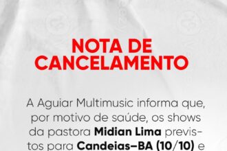 Midian Lima cancela show na Semana Evangélica devido a saúde debilitada