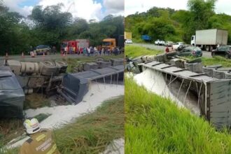 Batida envolvendo caminhões deixa motorista morto na BR-324