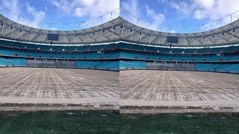 Gramado da Arena Fonte Nova passa por reforma durante Data Fifa