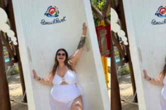 Emagrecimento de 75kg: Thais Carla desliza no tobogã pela primeira vez!