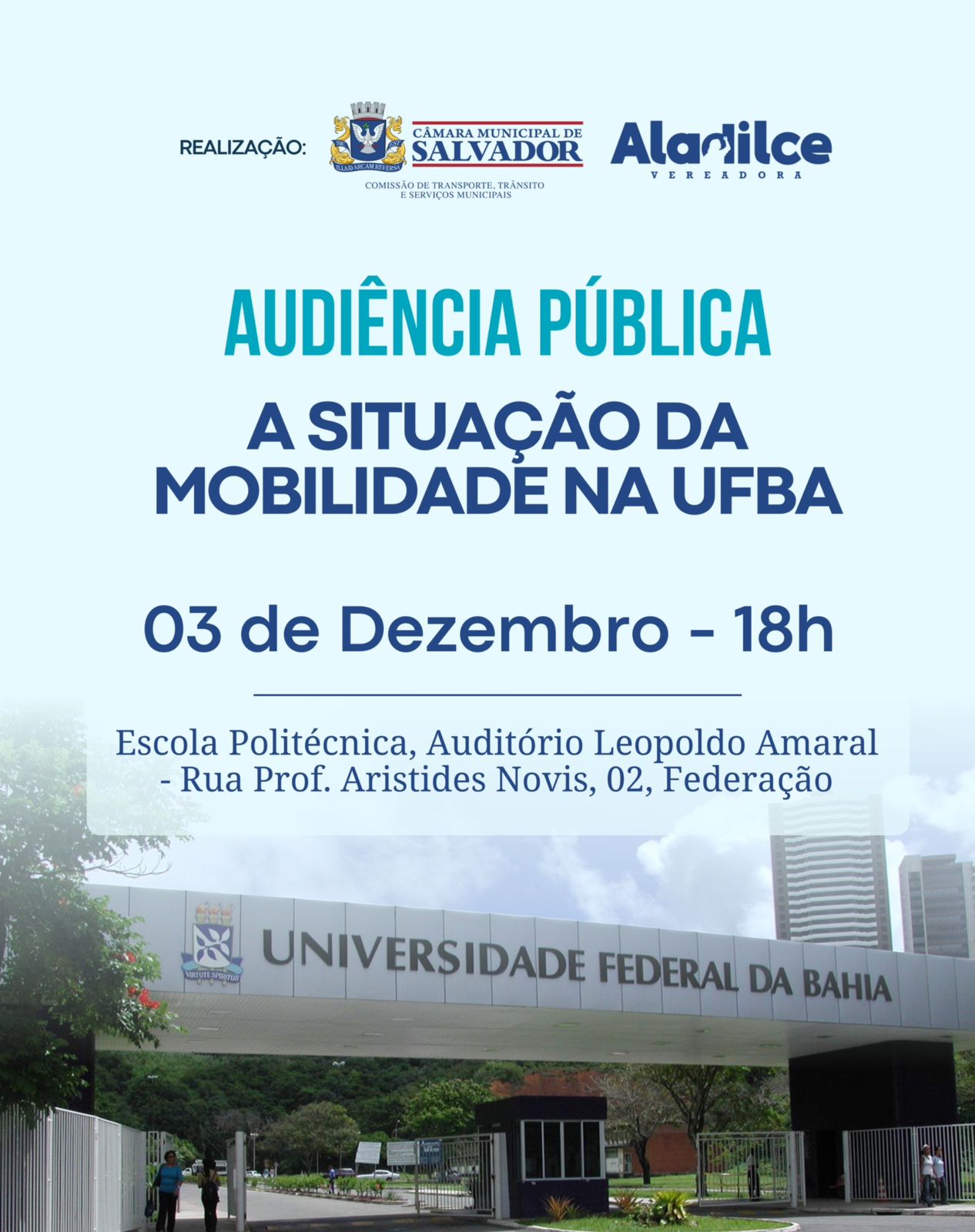 Aladilce debaterá a mobilidade na UFBA