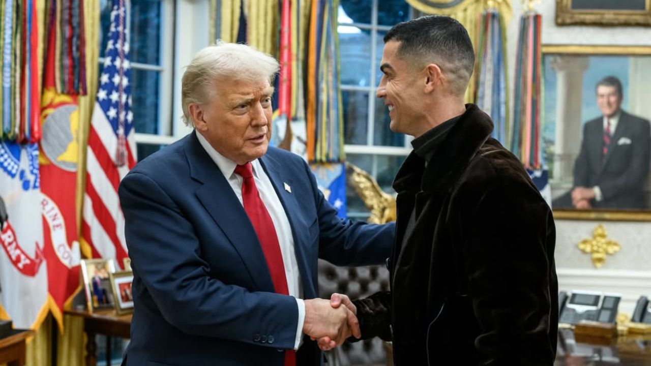 Cristiano Ronaldo visita Donald Trump na Casa Branca e compartilha momento nas redes sociais