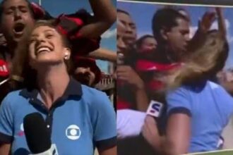 Repórter da Globo tem cabelo puxado por torcedor do Flamengo durante entrada ao vivo