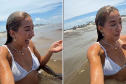 Banho de Mar no Sul: Influenciadora Revela Cor Surpreendente