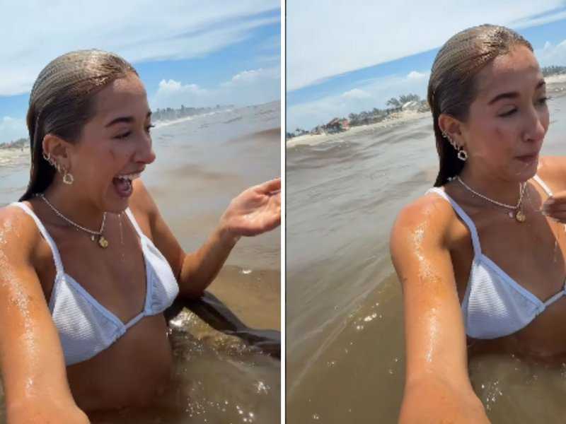 Banho de Mar no Sul: Influenciadora Revela Cor Surpreendente