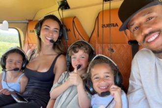 Zagueiro do Real Madrid curte passeio de helicóptero em Trancoso, no sul da Bahia