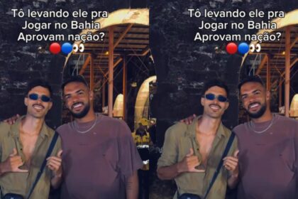 Torcedor do Bahia encontra ex-jogador do clube em Praia do Forte e brinca: "tô levando ele"