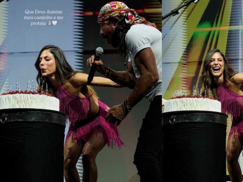Mari Gonzalez Brilha em Show de Bell Marques com Bolo e Homenagem
