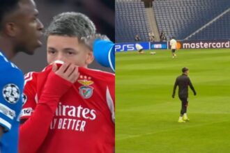 Mesmo punido, argentino acusado de cometer racismo contra Vini Jr. treina no Santiago Bernabéu