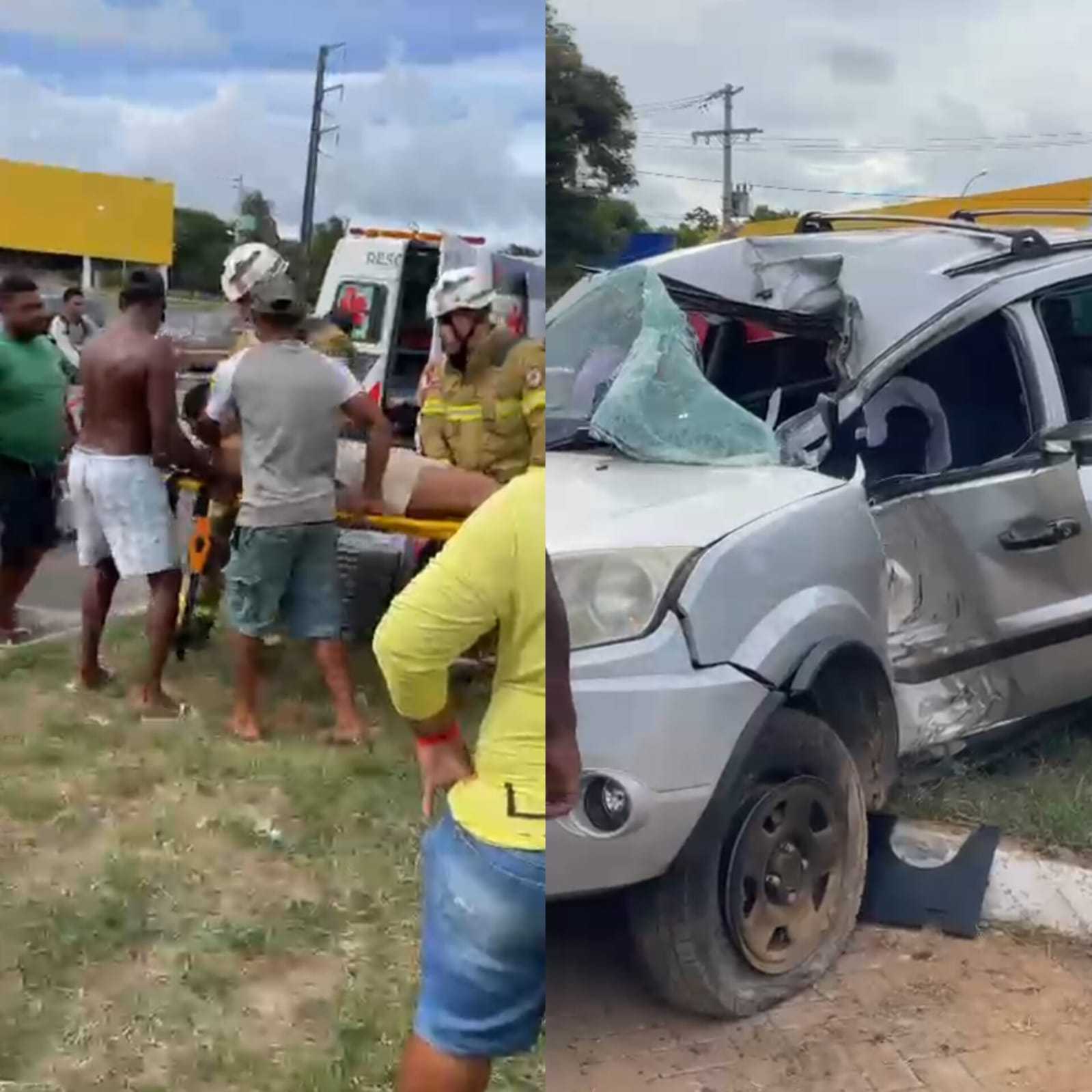Motorista preso nas ferragens após colisão com poste na BA-099
