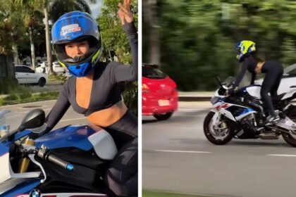 Juliette Surpreende: Manobra Radical em Moto de Luxo!