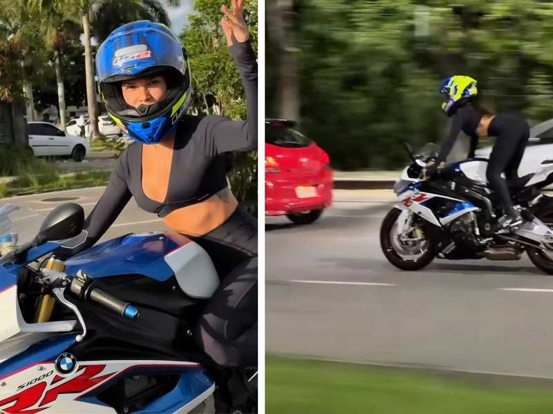Juliette Surpreende: Manobra Radical em Moto de Luxo!